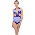 Background Texture Heart Wings Halter Front Plunge Swimsuit View1