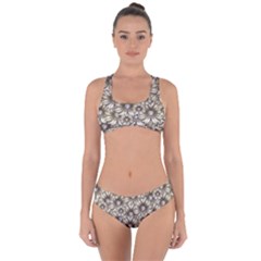 Background Flowers Criss Cross Bikini Set