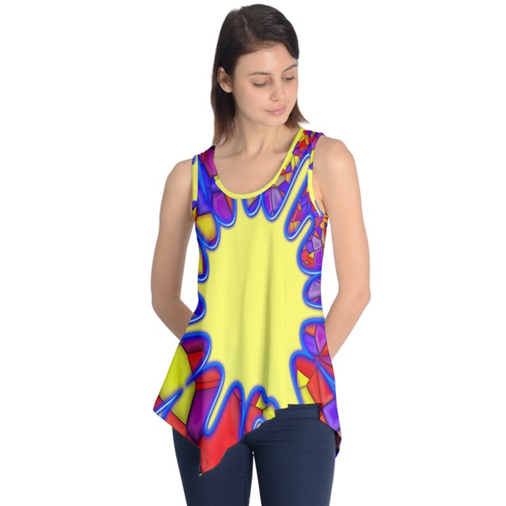 Embroidery Dab Color Spray Sleeveless Tunic