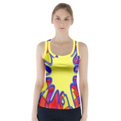 Embroidery Dab Color Spray Racer Back Sports Top by Sapixe