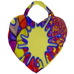 Embroidery Dab Color Spray Giant Heart Shaped Tote by Sapixe