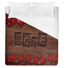 Background Romantic Love Wood Duvet Cover (queen Size)