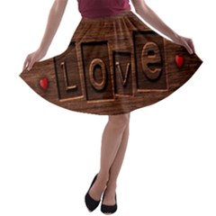 Background Romantic Love Wood A-line Skater Skirt by Sapixe