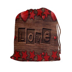 Background Romantic Love Wood Drawstring Pouches (xxl)