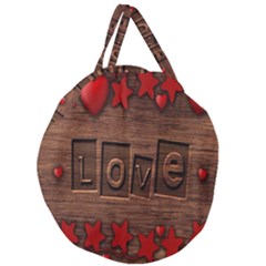 Background Romantic Love Wood Giant Round Zipper Tote