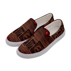 Background Romantic Love Wood Women s Canvas Slip Ons