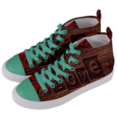 Background Romantic Love Wood Women s Mid-top Canvas Sneakers