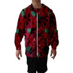 Floral Flower Pattern Art Roses Hooded Windbreaker (kids) by Sapixe