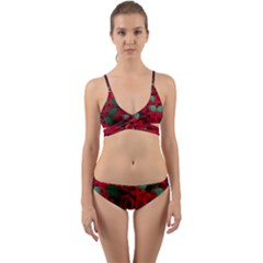 Floral Flower Pattern Art Roses Wrap Around Bikini Set by Sapixe