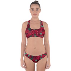 Floral Flower Pattern Art Roses Cross Back Hipster Bikini Set