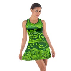 Background Texture Green Leaves Cotton Racerback Dress