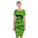 Background Texture Green Leaves Classic Short Sleeve Midi Dress View1