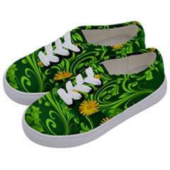 Background Texture Green Leaves Kids  Classic Low Top Sneakers