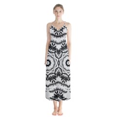 Abstract Pattern Fractal Button Up Chiffon Maxi Dress