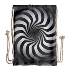 Art Optical Black White Hypnotic Drawstring Bag (large) by Sapixe