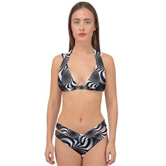Art Optical Black White Hypnotic Double Strap Halter Bikini Set