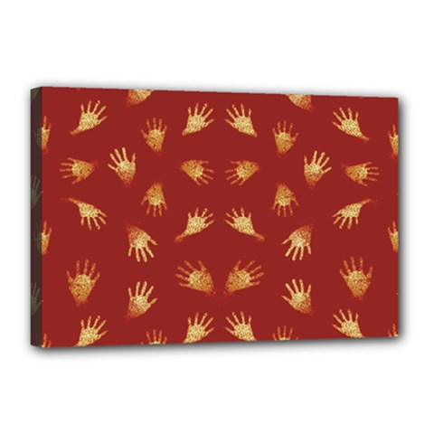 Primitive Art Hands Motif Pattern Canvas 18  x 12 