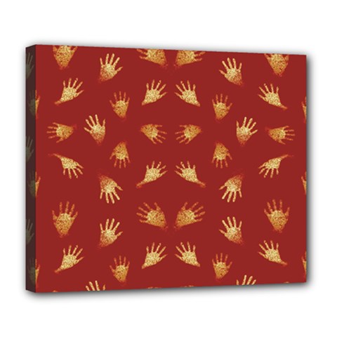 Primitive Art Hands Motif Pattern Deluxe Canvas 24  x 20  