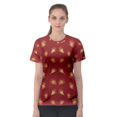 Primitive Art Hands Motif Pattern Women s Sport Mesh Tee