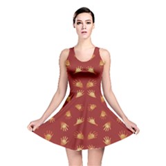 Primitive Art Hands Motif Pattern Reversible Skater Dress