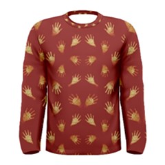 Primitive Art Hands Motif Pattern Men s Long Sleeve Tee