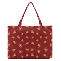 Primitive Art Hands Motif Pattern Zipper Medium Tote Bag