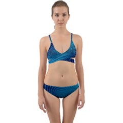 Background Brush Particles Wave Wrap Around Bikini Set by Sapixe