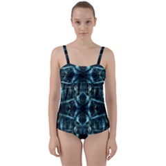 Abstract Fractal Magical Twist Front Tankini Set