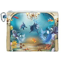 Dolphin Art Creation Natural Water Canvas Cosmetic Bag (xxl) by Sapixe