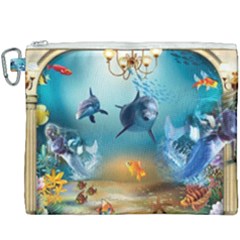 Dolphin Art Creation Natural Water Canvas Cosmetic Bag (xxxl)