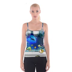 Dolphin Art Creation Natural Water Spaghetti Strap Top by Sapixe