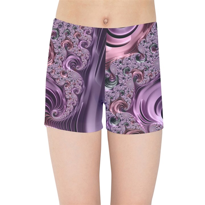 Purple Abstract Art Fractal Kids Sports Shorts