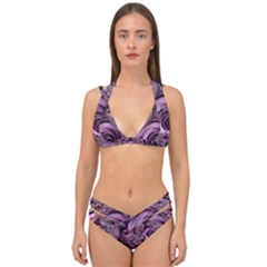 Purple Abstract Art Fractal Double Strap Halter Bikini Set