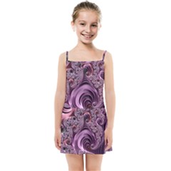 Purple Abstract Art Fractal Kids Summer Sun Dress