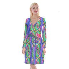 Ellipse Pattern Elliptical Fractal Long Sleeve Velvet Front Wrap Dress