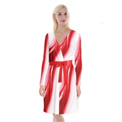 Flame Red Fractal Energy Fiery Long Sleeve Velvet Front Wrap Dress