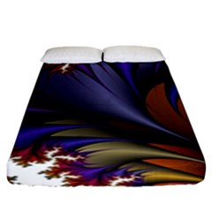 Flora Entwine Fractals Flowers Fitted Sheet (King Size)