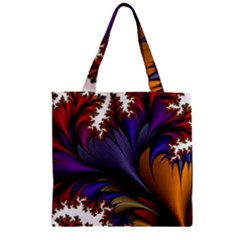 Flora Entwine Fractals Flowers Zipper Grocery Tote Bag