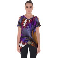 Flora Entwine Fractals Flowers Cut Out Side Drop Tee