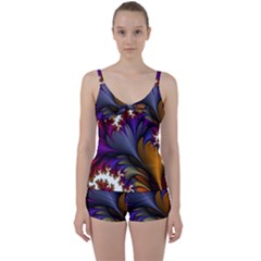 Flora Entwine Fractals Flowers Tie Front Two Piece Tankini