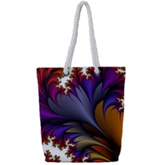 Flora Entwine Fractals Flowers Full Print Rope Handle Tote (Small)