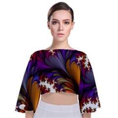 Flora Entwine Fractals Flowers Tie Back Butterfly Sleeve Chiffon Top