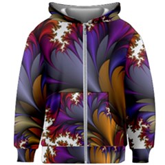 Flora Entwine Fractals Flowers Kids Zipper Hoodie Without Drawstring