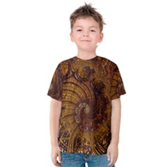 Copper Caramel Swirls Abstract Art Kids  Cotton Tee