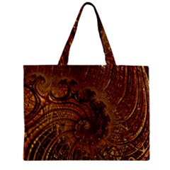 Copper Caramel Swirls Abstract Art Zipper Mini Tote Bag by Sapixe