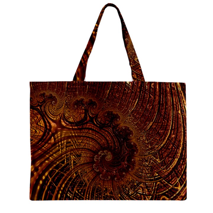 Copper Caramel Swirls Abstract Art Zipper Mini Tote Bag