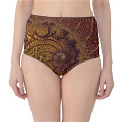 Copper Caramel Swirls Abstract Art Classic High-waist Bikini Bottoms