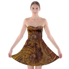 Copper Caramel Swirls Abstract Art Strapless Bra Top Dress