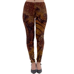 Copper Caramel Swirls Abstract Art Lightweight Velour Leggings