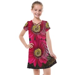 Fantasy Flower Fractal Blossom Kids  Cross Web Dress by Sapixe